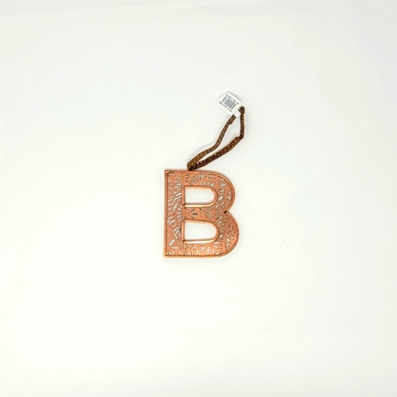 B Initial Holiday Ornament or Gift Tag - Gold/Brass Tone Metal over mirror back - Picture 11 of 11
